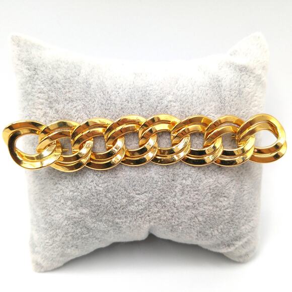 Vintage Monet Vintage Double Curb Chain Brooch, Gold Plated, 1980s - Picture 6 of 10